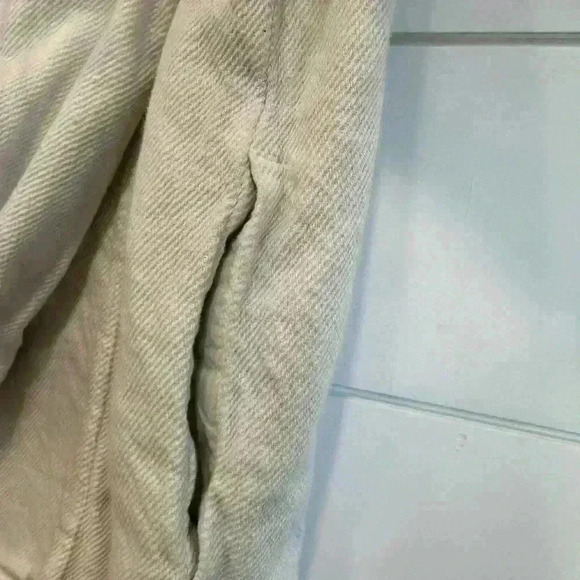 Zara Corduroy Shacket Jacket Cropped Oversized Cotton Cream Large Fringed Hem - Picture 7 of 10